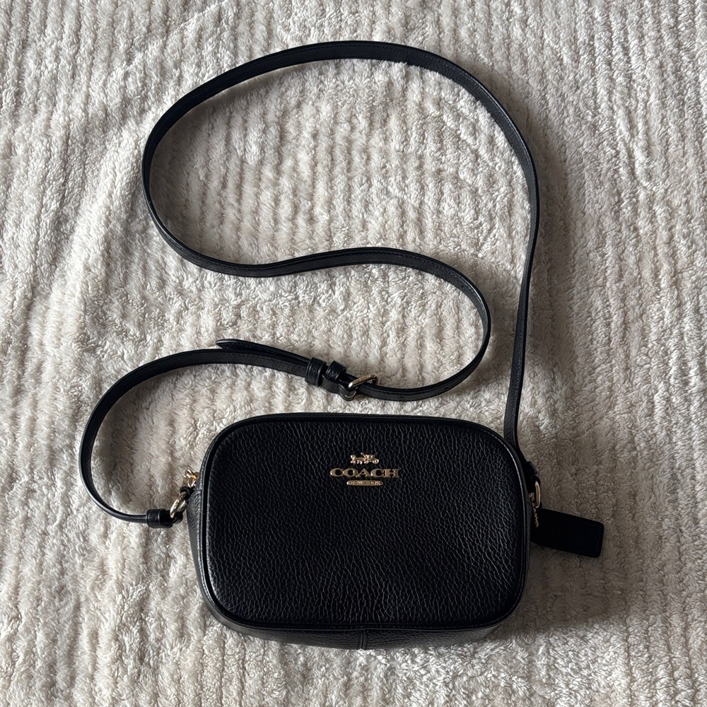 Coach Mini Jamie Camera Black Leather Crossbody Bag